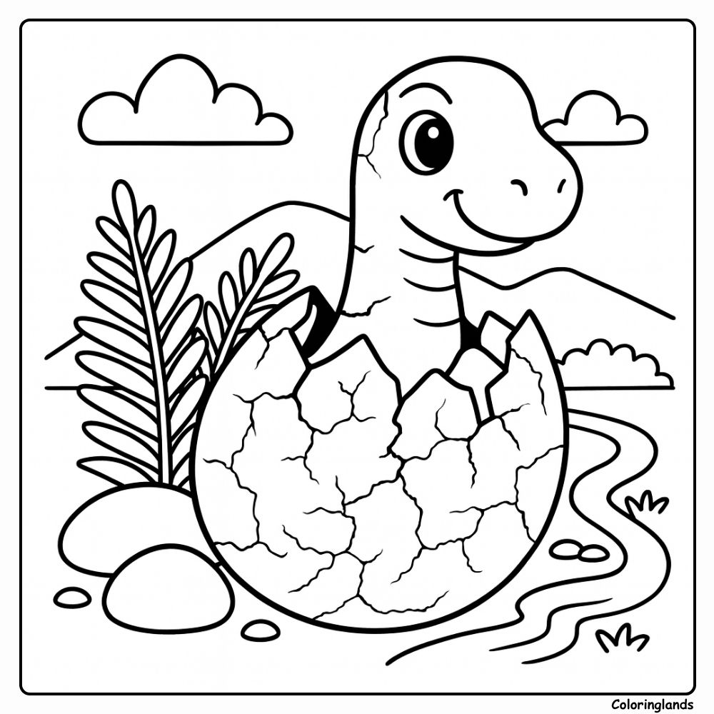Apatosaurus Dinosaur Egg the River coloring page