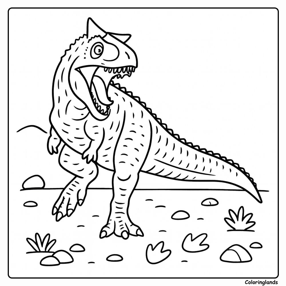 Brachiosaurus on a Rocky Plain with Sunset coloring page