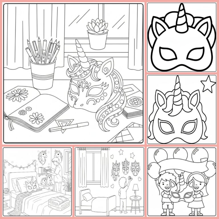 Unicorn Mask coloring page collection cover