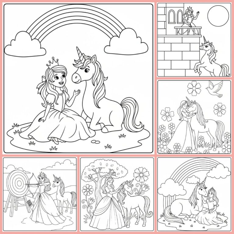 Princess Unicorn coloring page collection cover