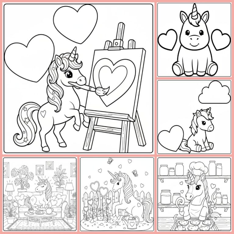 Unicorn Hearts coloring page collection cover