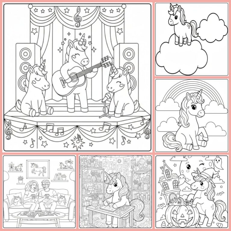 Unicorn coloring page collection cover