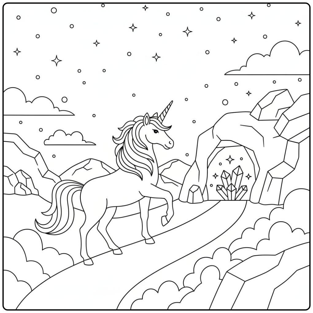 Enchanting Unicorn for Hours Coloring Fun coloring page