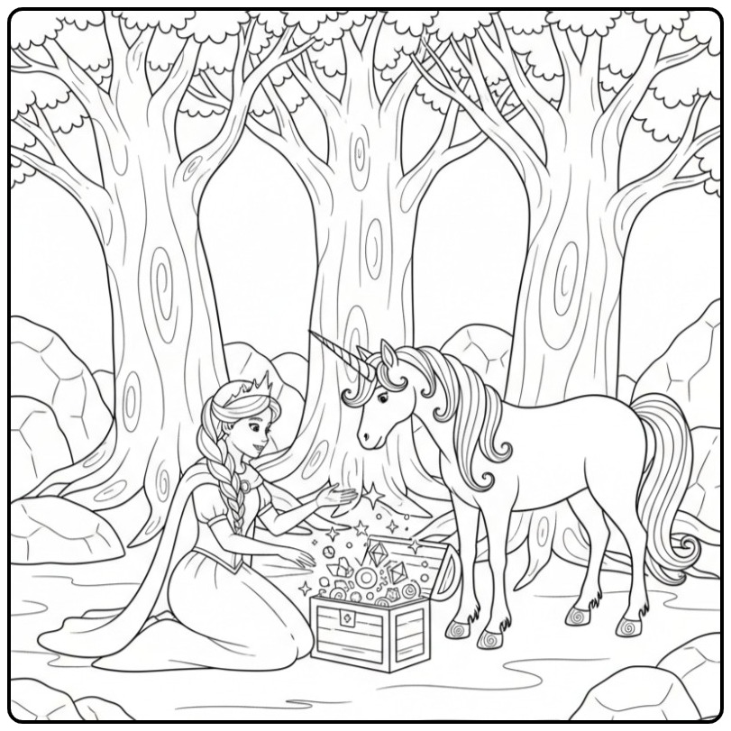 Download the Princess Unicorn coloring page
