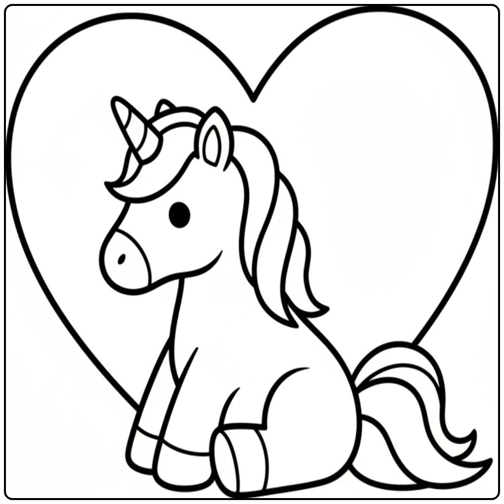 Download the Unicorn Hearts and Start Coloring 1 coloring page