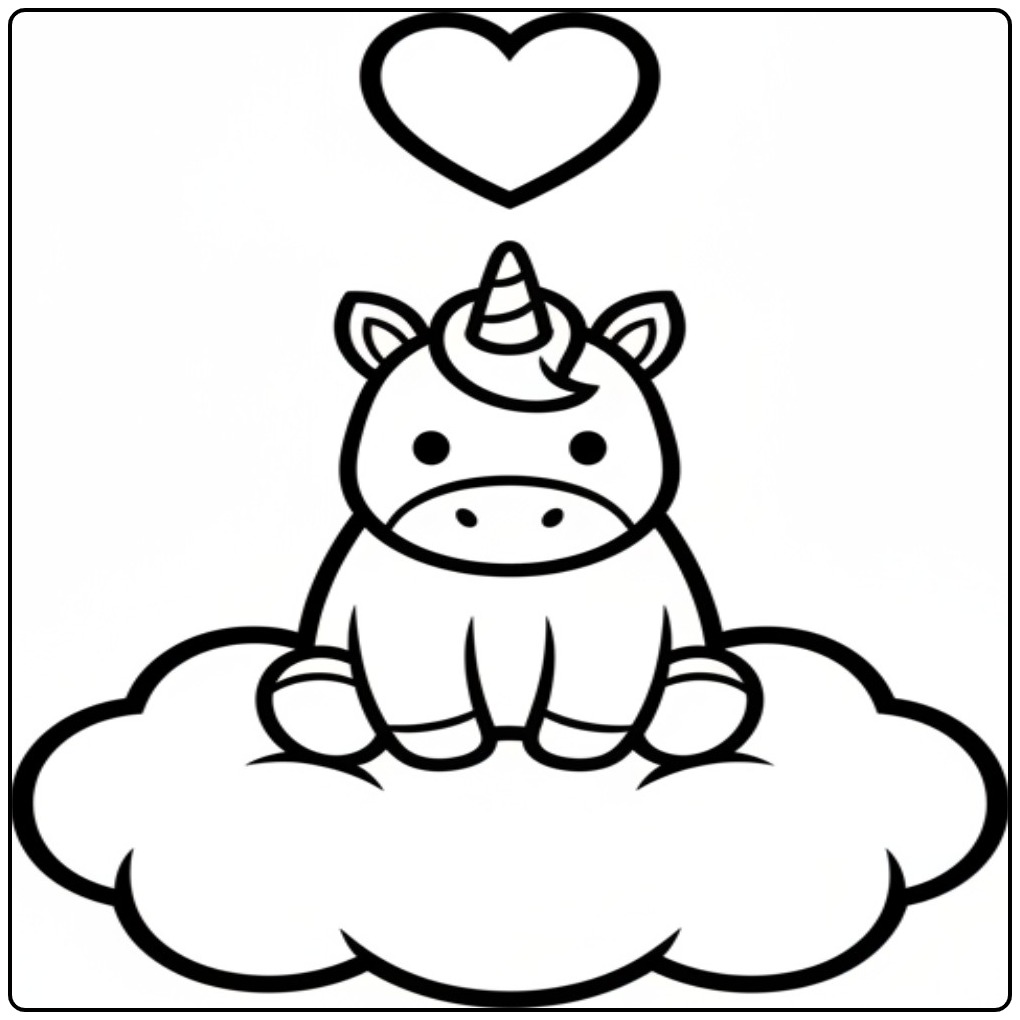 Download the Unicorn Hearts and Start Coloring 2 coloring page