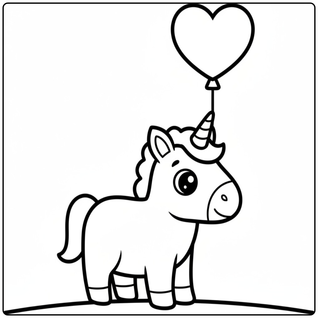 Download the Unicorn Hearts and Start Coloring coloring page