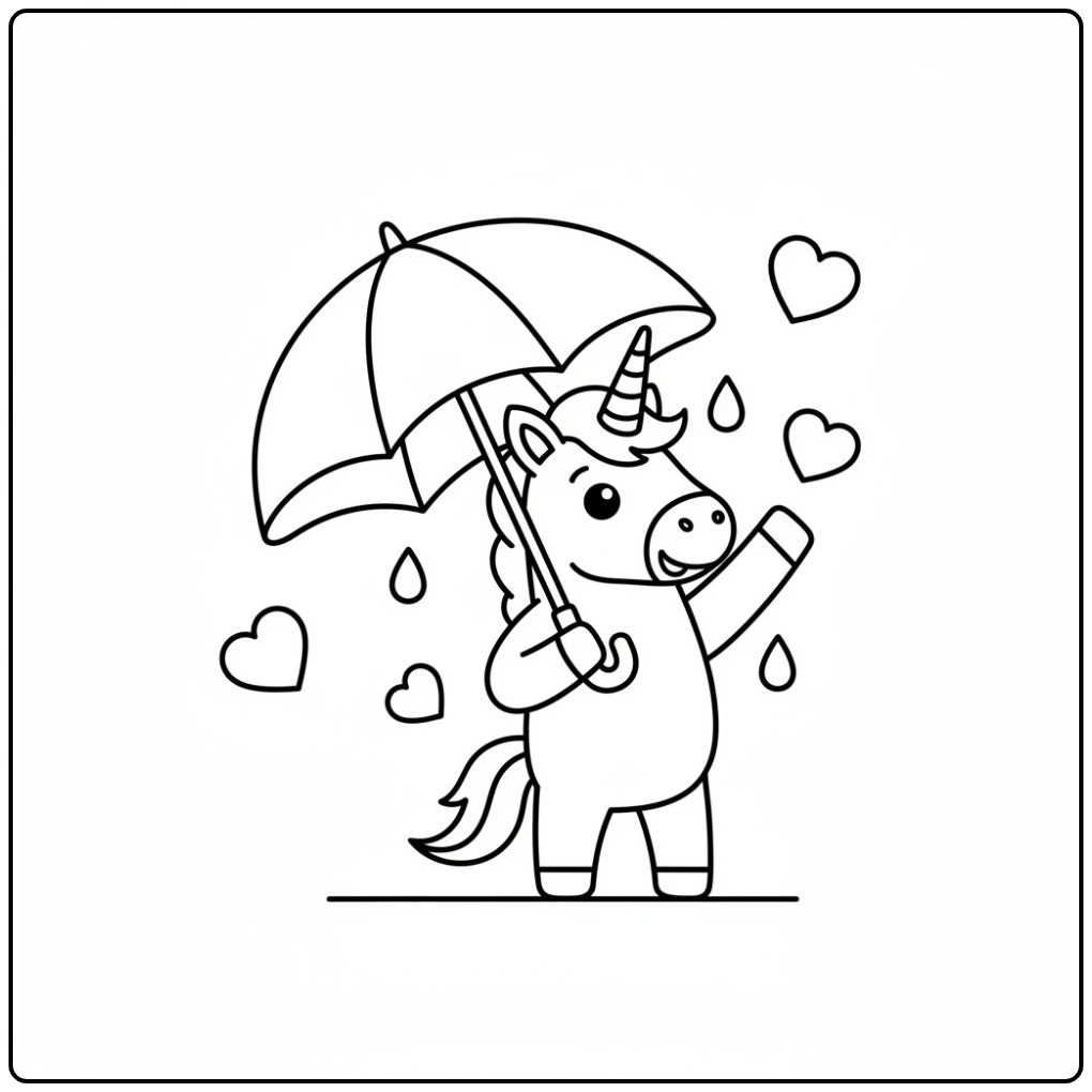 Download the Unicorn Hearts to Print It coloring page