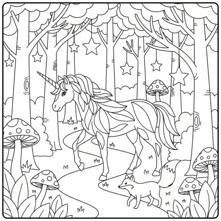 Download the Unicorn and Start Coloring coloring page