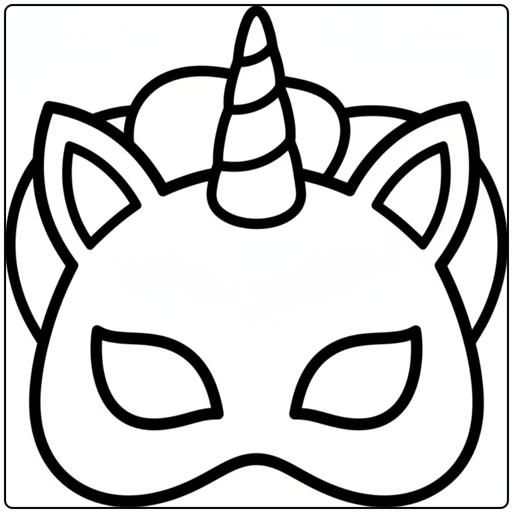 Download the Unicorn Mask and Begin with Color coloring page