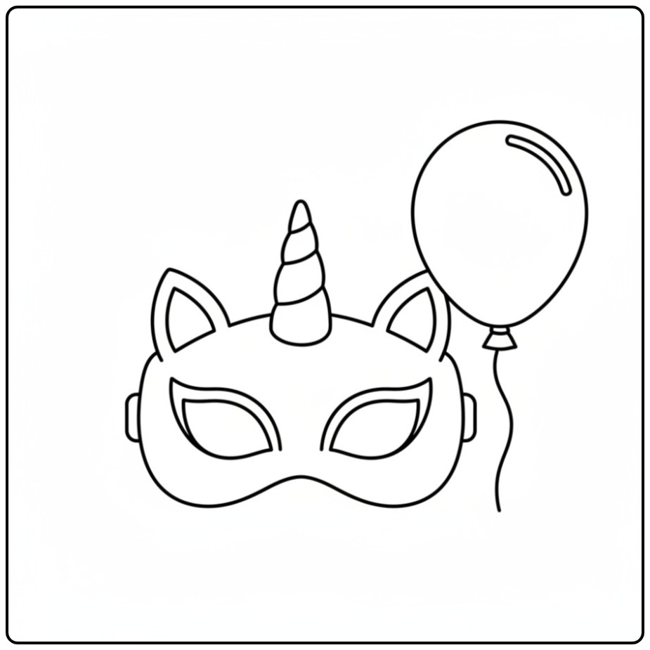 Download the Unicorn Mask for Hours Coloring Fun coloring page