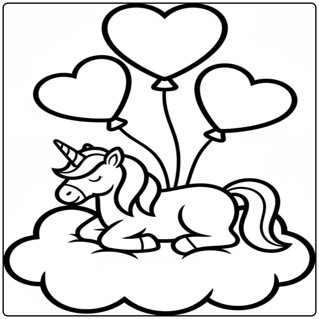 Download Unicorn Hearts and Color This Right Away coloring page