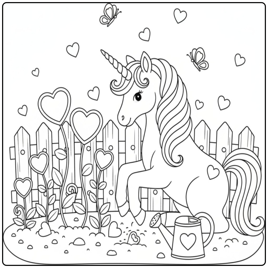 Download Unicorn Hearts for Hours Coloring Fun coloring page