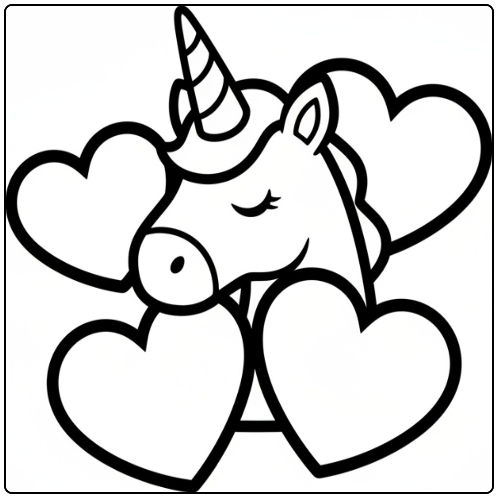 Download Now Unicorn Hearts for Hours Coloring Fun coloring page