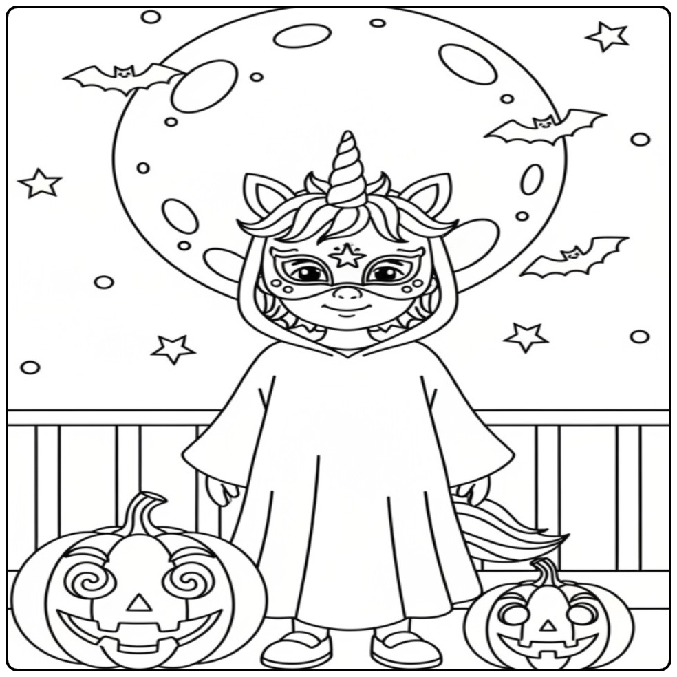 Download Unicorn Mask for Halloween Fun coloring page