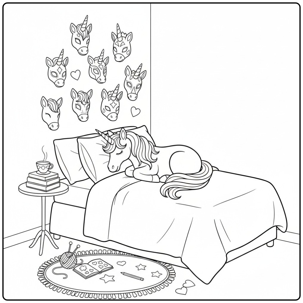 Dromenland Mask Unicorn Theme coloring page