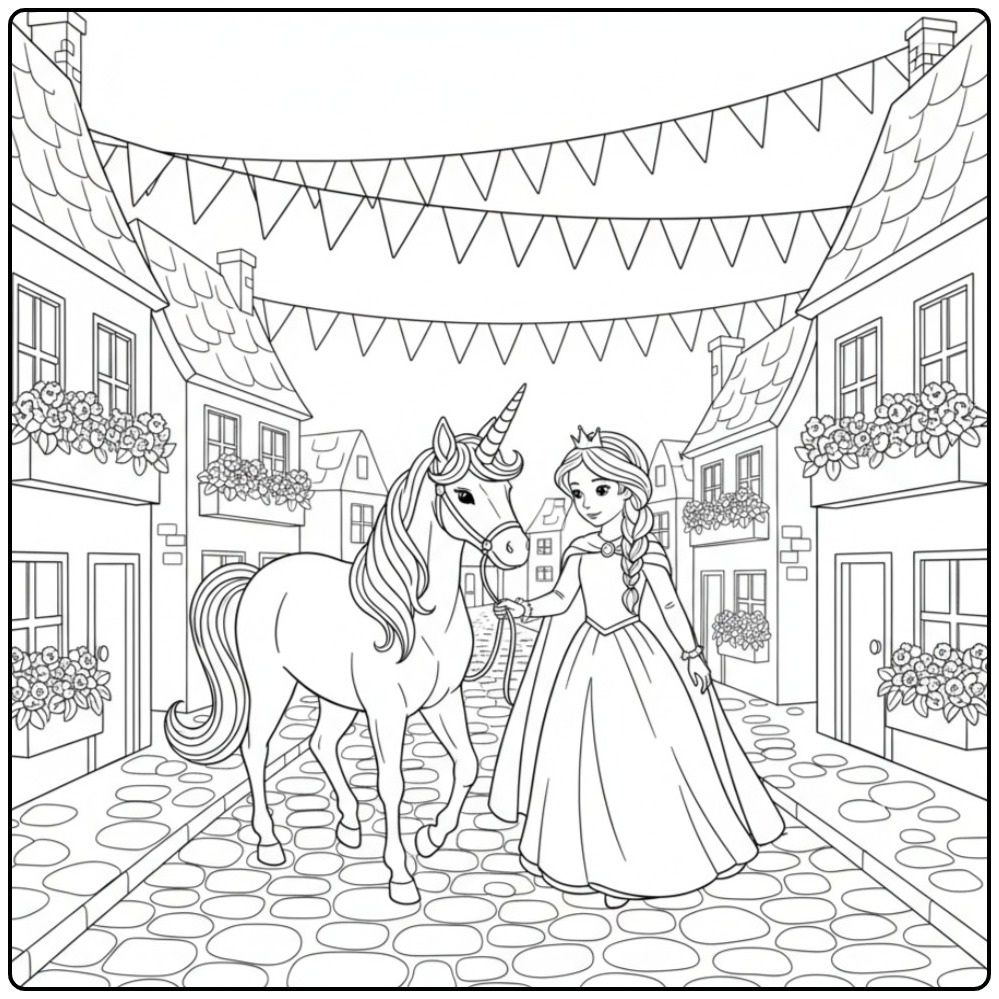 Princess Unicorn Ready in Through You coloring page