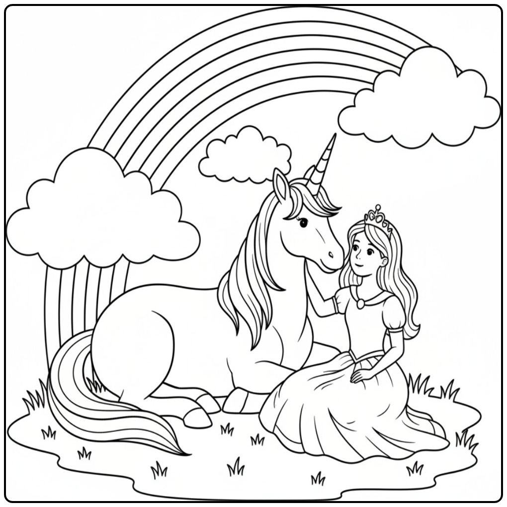 Princess Unicorn Magical Moment for Young Artists coloring page