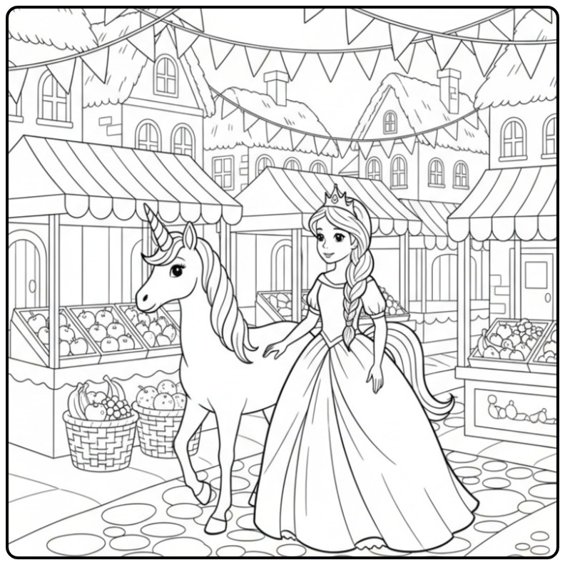 Princess Unicorn Beautiful for Young Artists coloring page