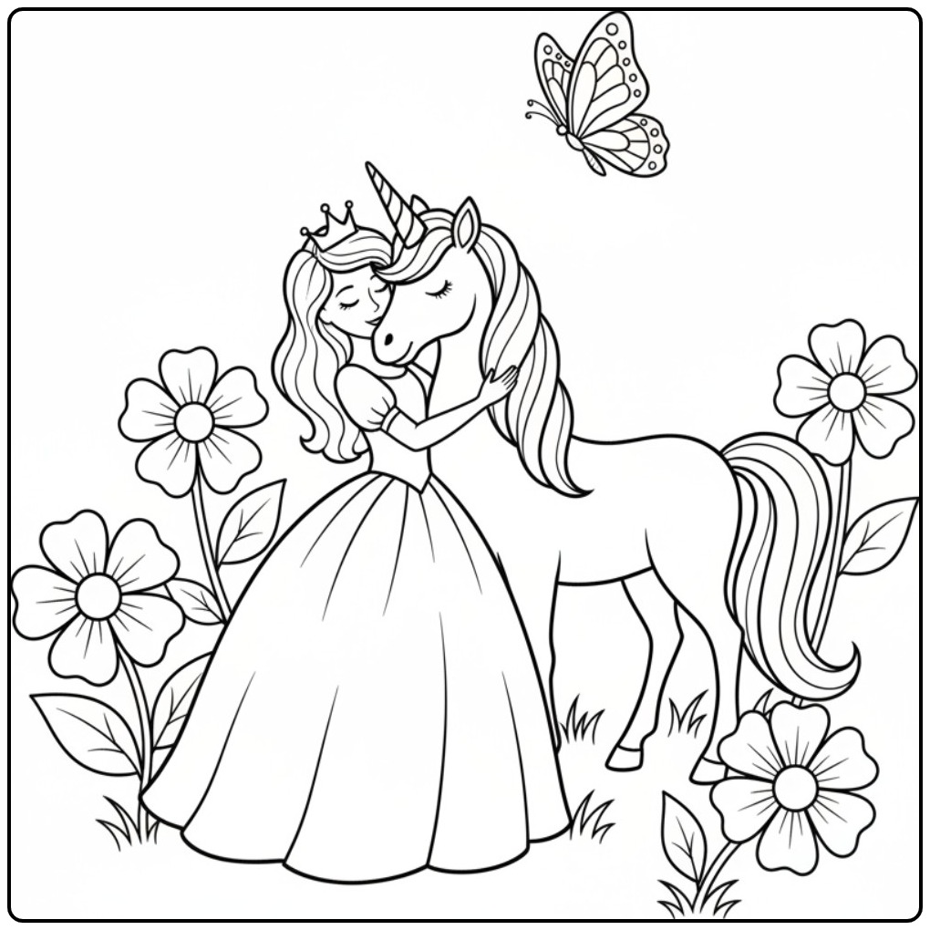 Princess Unicorn Fairy-tale Drawing coloring page