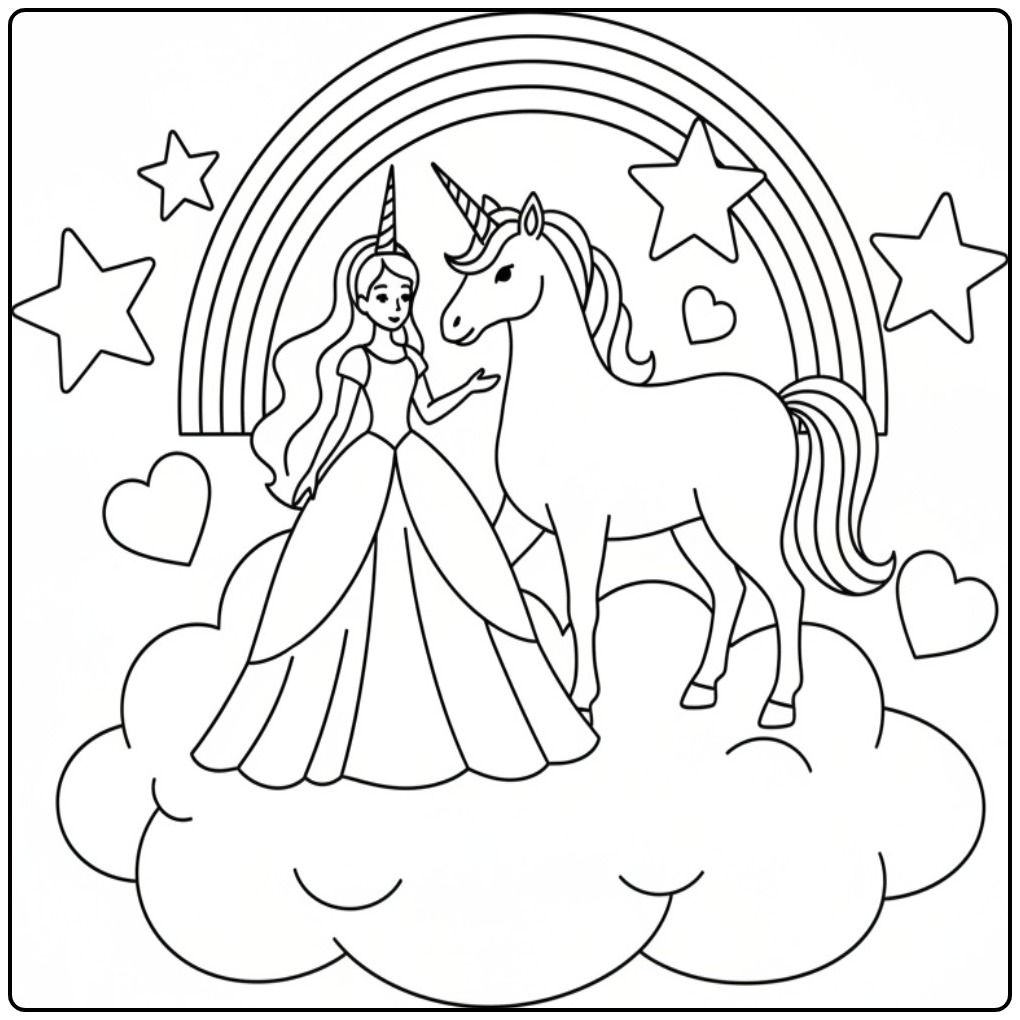 Princess Unicorn Magic a Fairy Tale to Leven coloring page