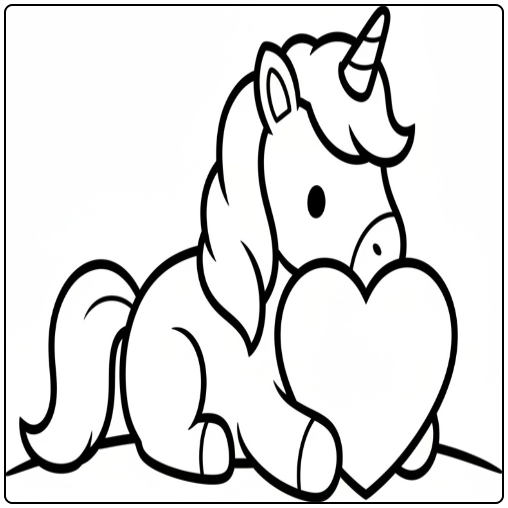 Hearts a Loving Unicorn Drawing coloring page