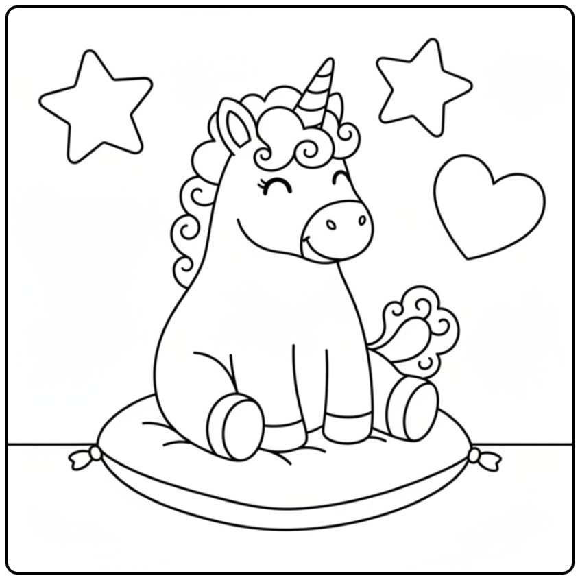 Hearts Unicorn Dreaming Sweet coloring page