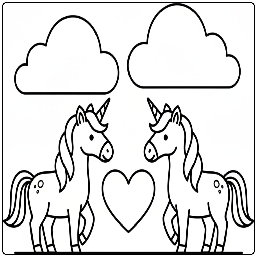 Unicorn Hearts Perfect coloring page