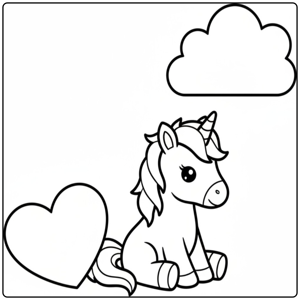 Unicorn Hearts Perfect for a Creative Day coloring page
