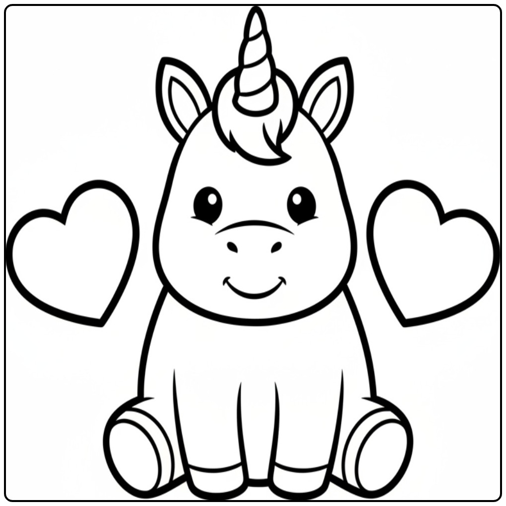Hearts Print This Cute Unicorn coloring page