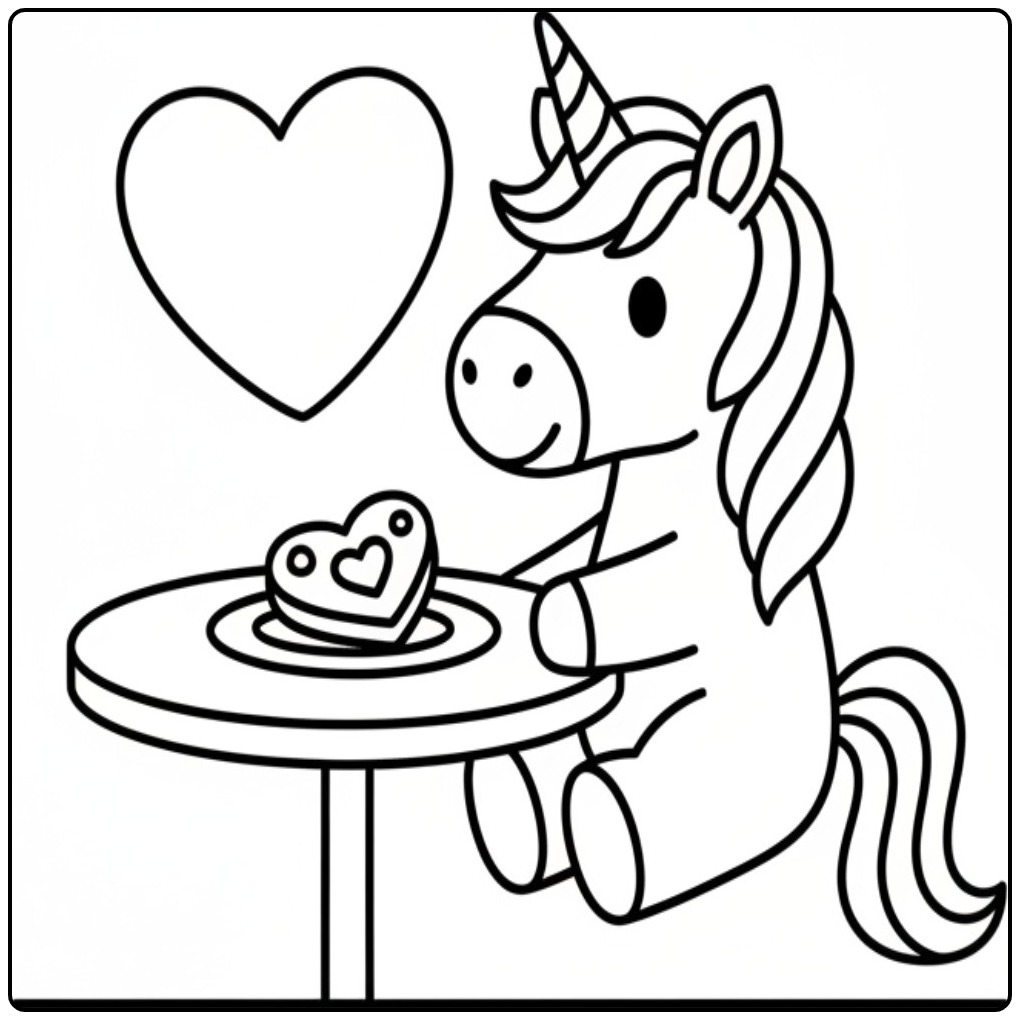 Unicorn Hearts Print and Color Your Own coloring page