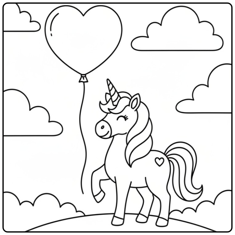 Unicorn Hearts for Hours Coloring Fun coloring page