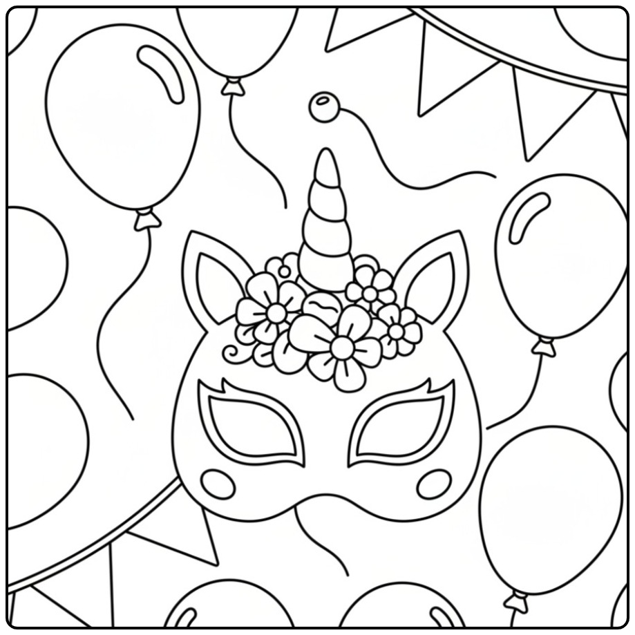 Unicorn Mask for Creative Fun coloring page
