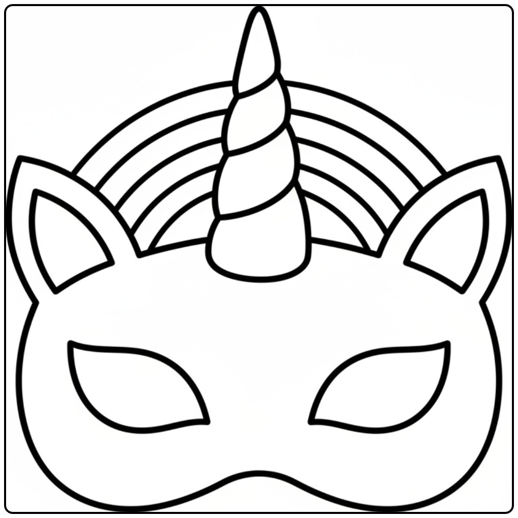 Maak You Own Unicorn Mask Creatie coloring page
