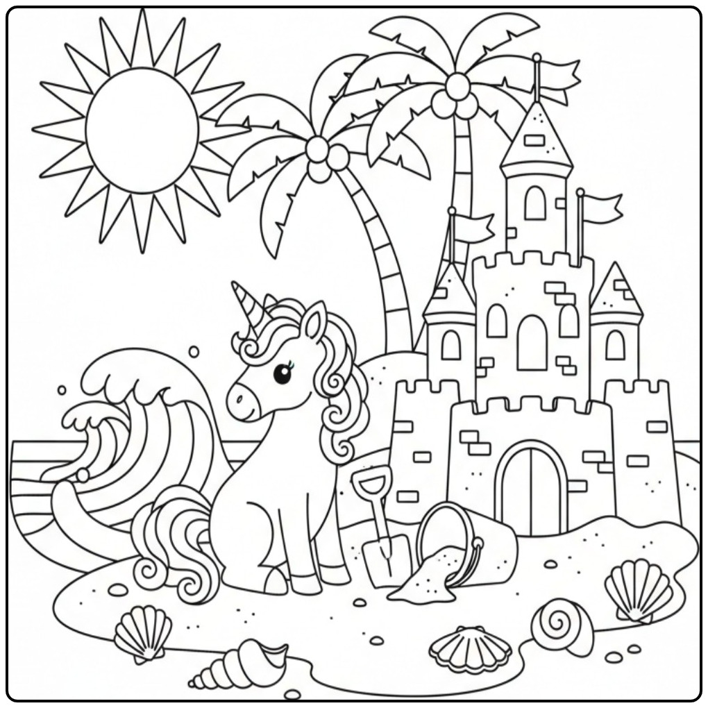 Magical Unicorn at Sea coloring page