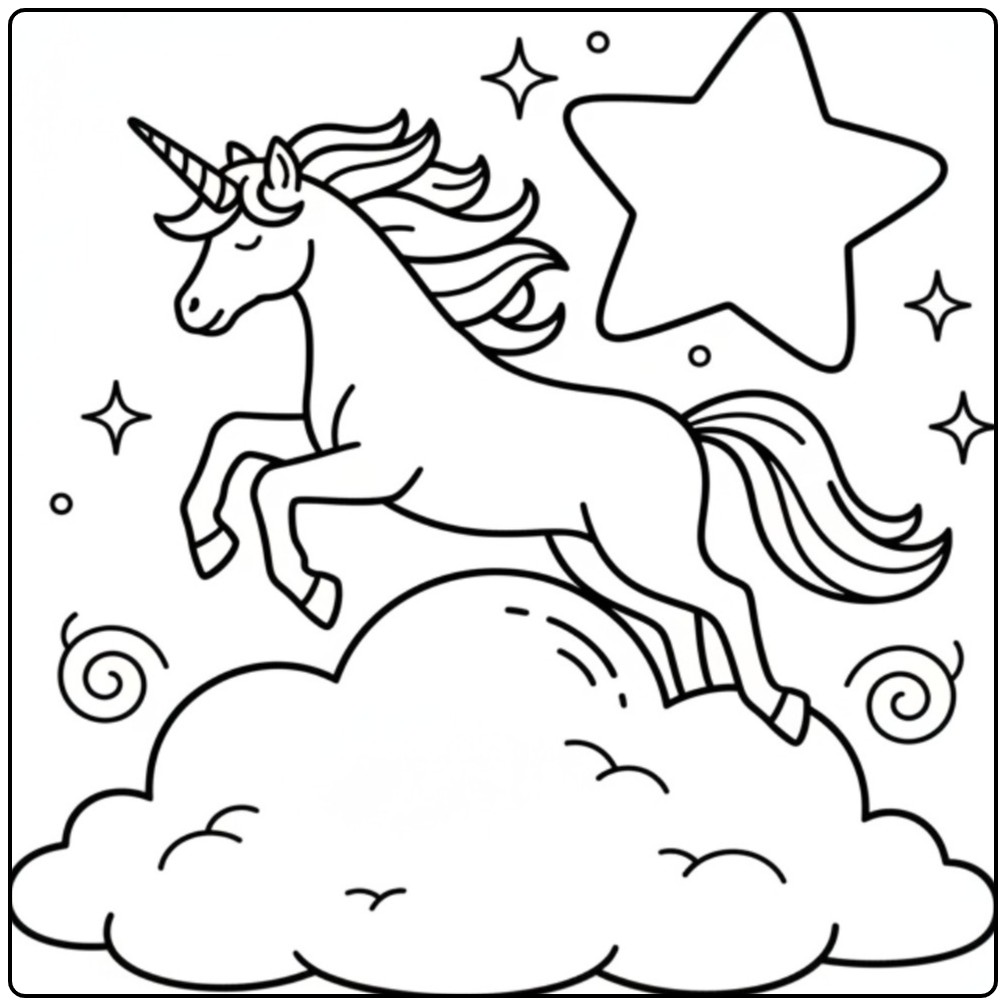 Magical Unicorn for Hours Coloring Fun coloring page