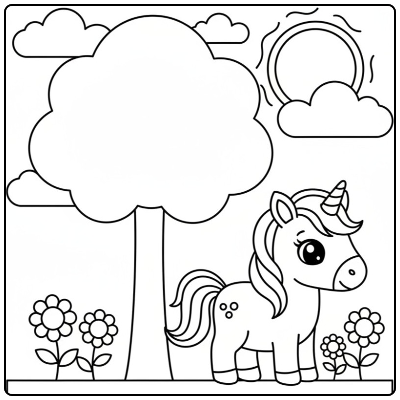 Beautiful for Children Unicorn coloring page