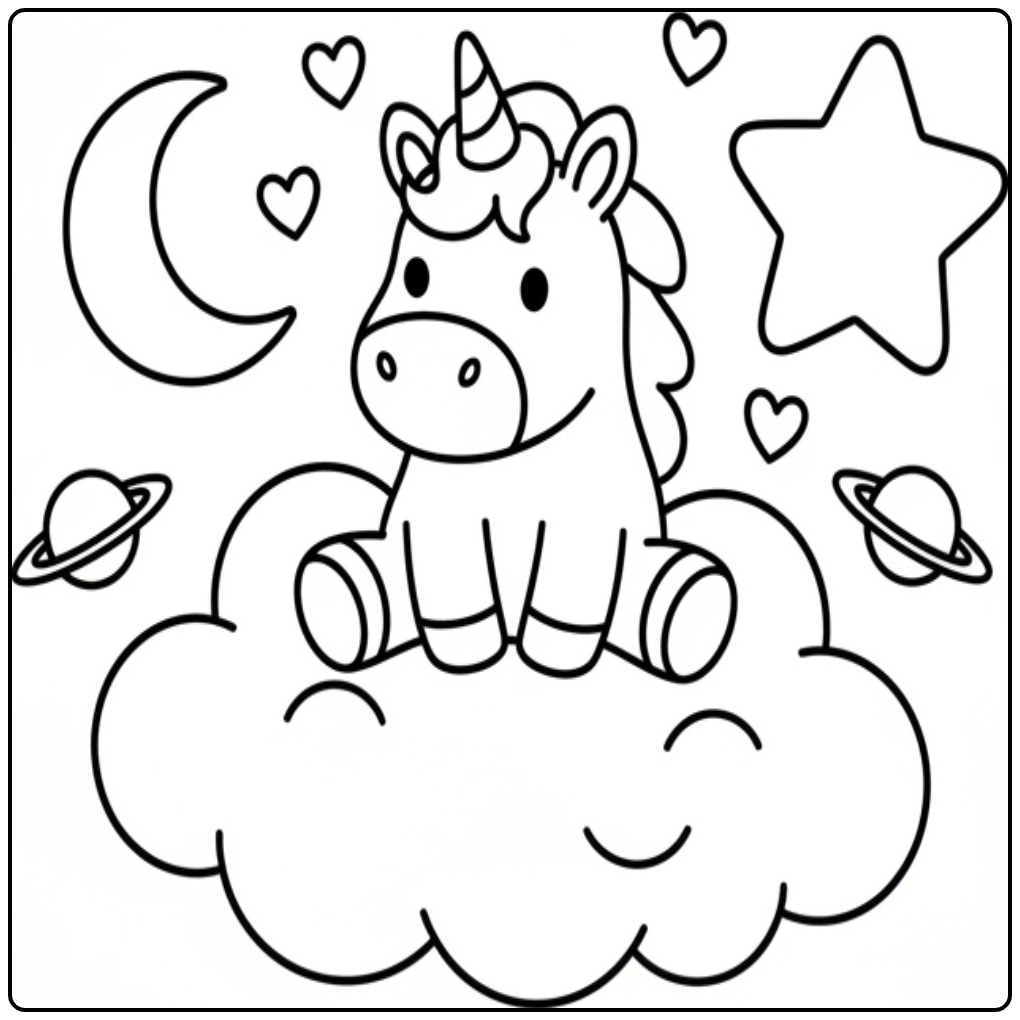 Beautiful Unicorn for Children in 1 coloring page