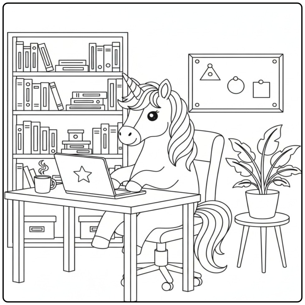 Printable Unicorn Laptop for Hours Fun coloring page
