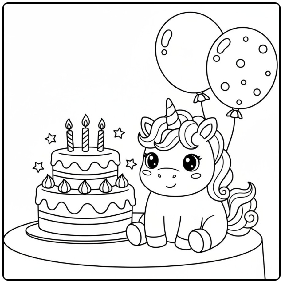 Unicorn Print and Color This Cheerful Page coloring page