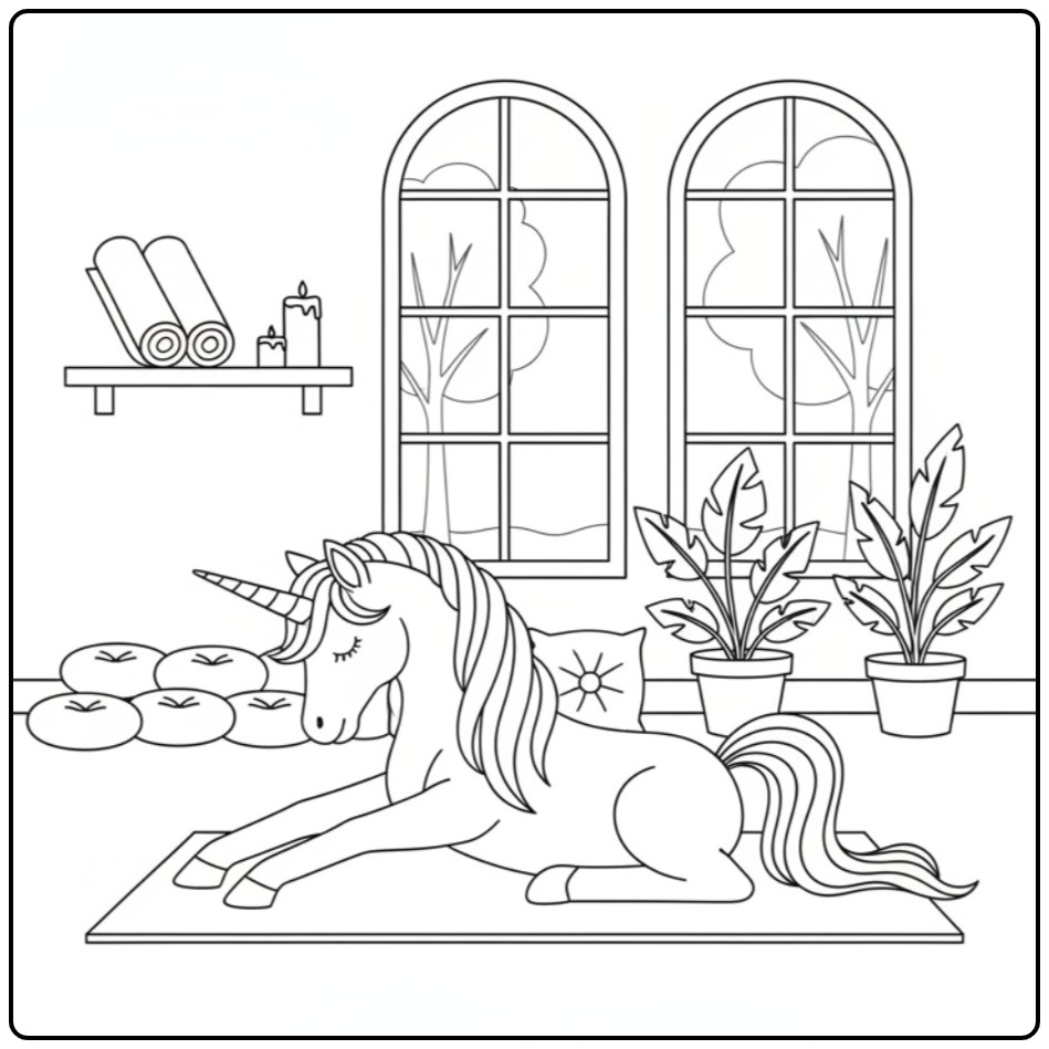 Unicorn for Zen Moments Print and Begin Direct coloring page