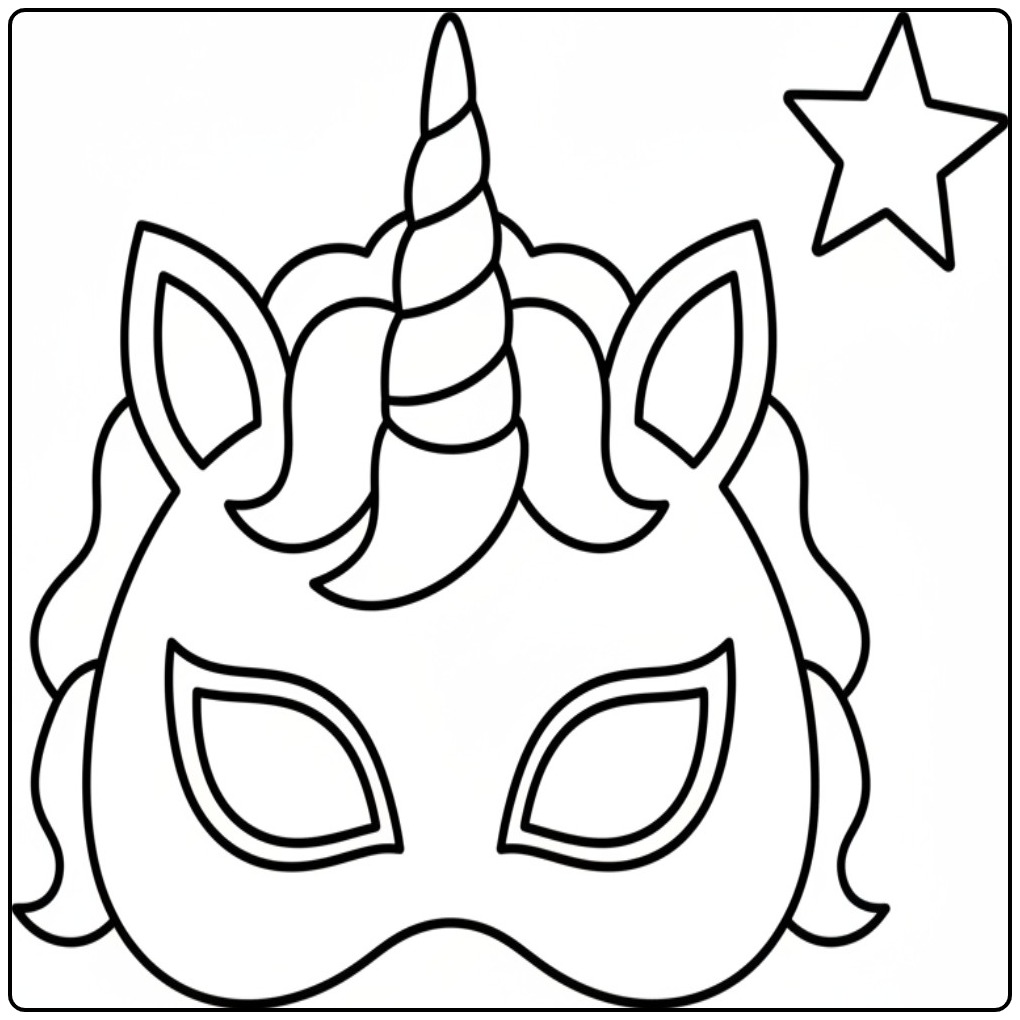 Unicorn Maak You Own Magical Mask coloring page