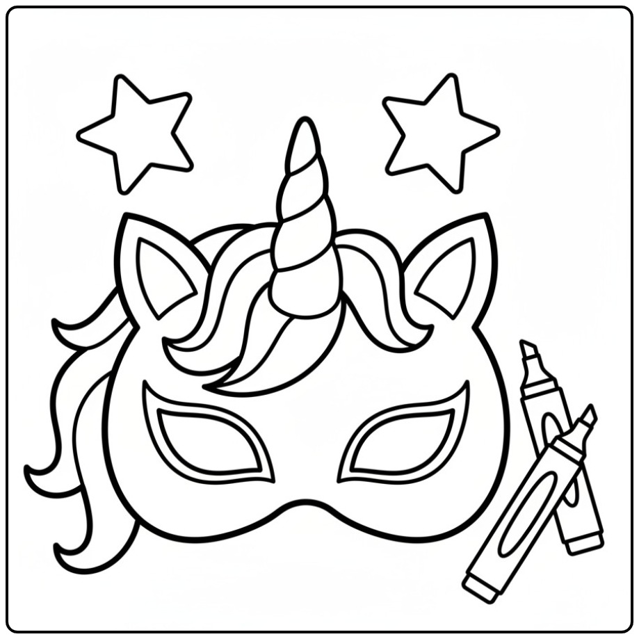 Unicorn Mask coloring page