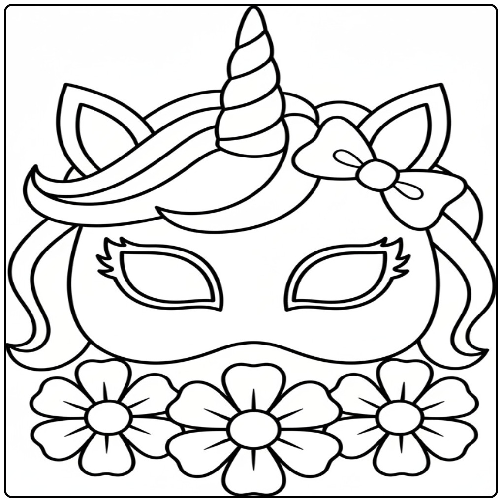 Unicorn Mask Beautiful to Building coloring page