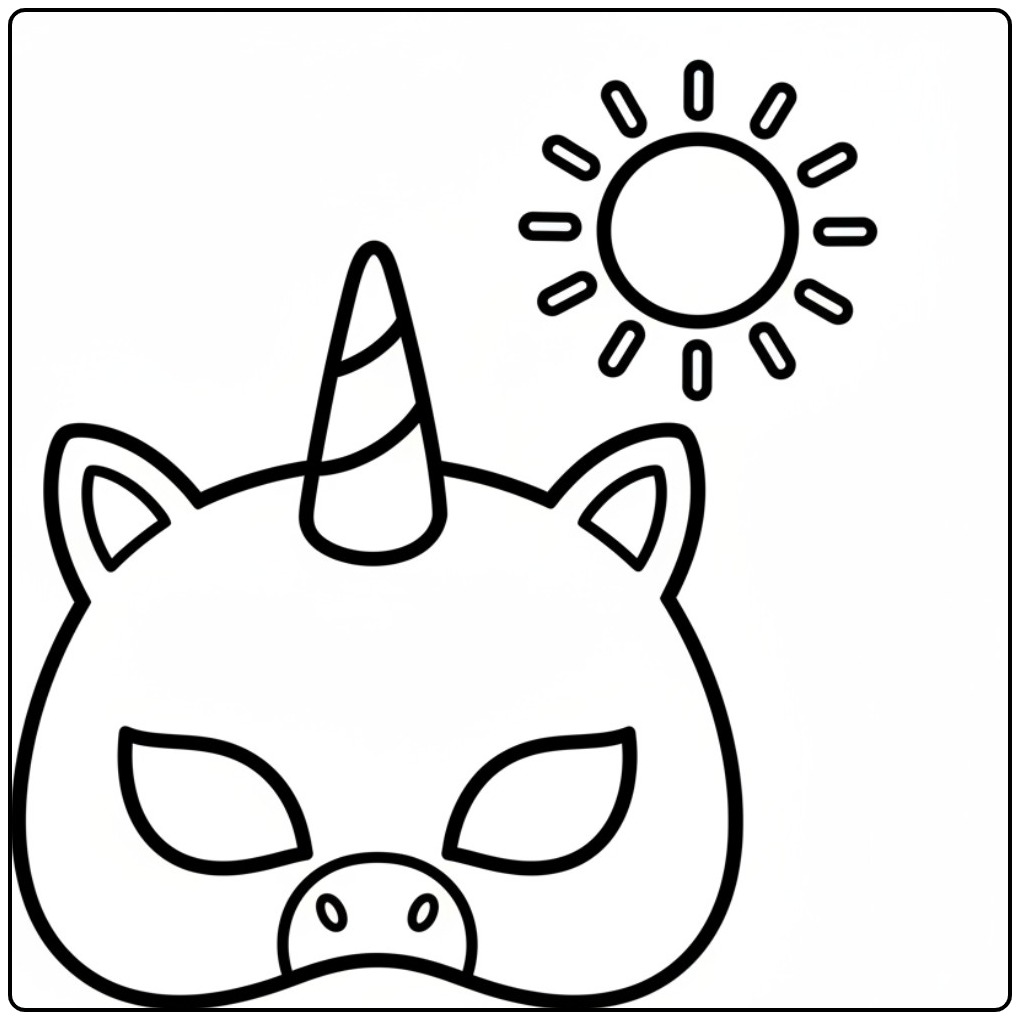 Unicorn Mask Decorating and coloring page