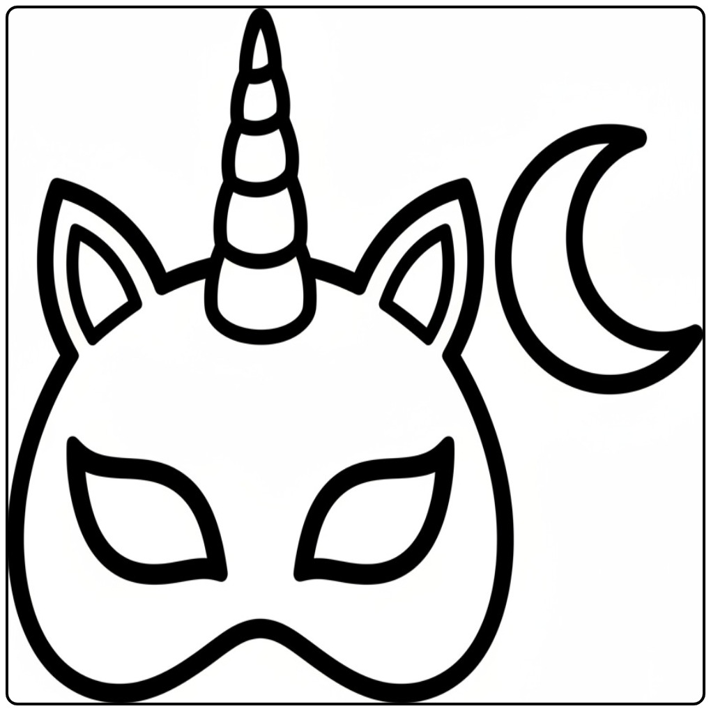 Unicorn Mask Print and Decorate Him coloring page