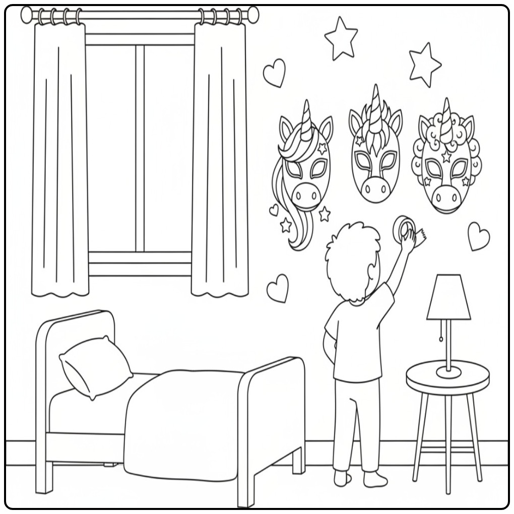 Unicorn Mask for Creative Children 1 coloring page