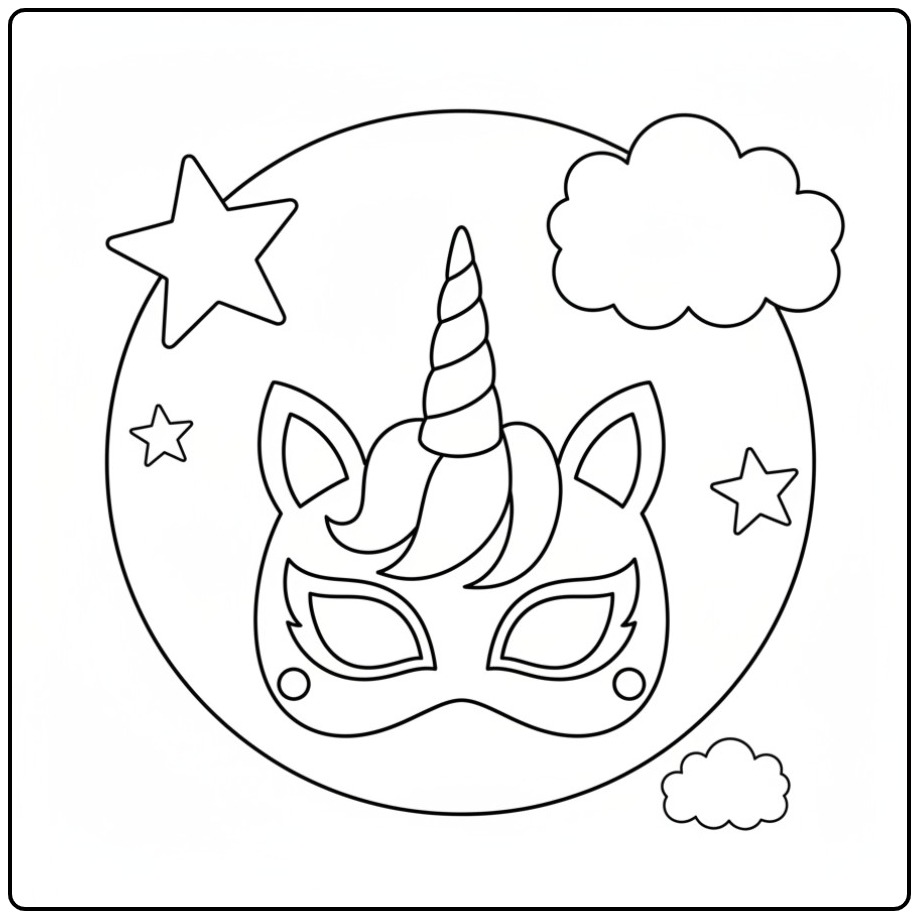 Unicorn Mask for Hours Coloring Fun and Creativiteit coloring page