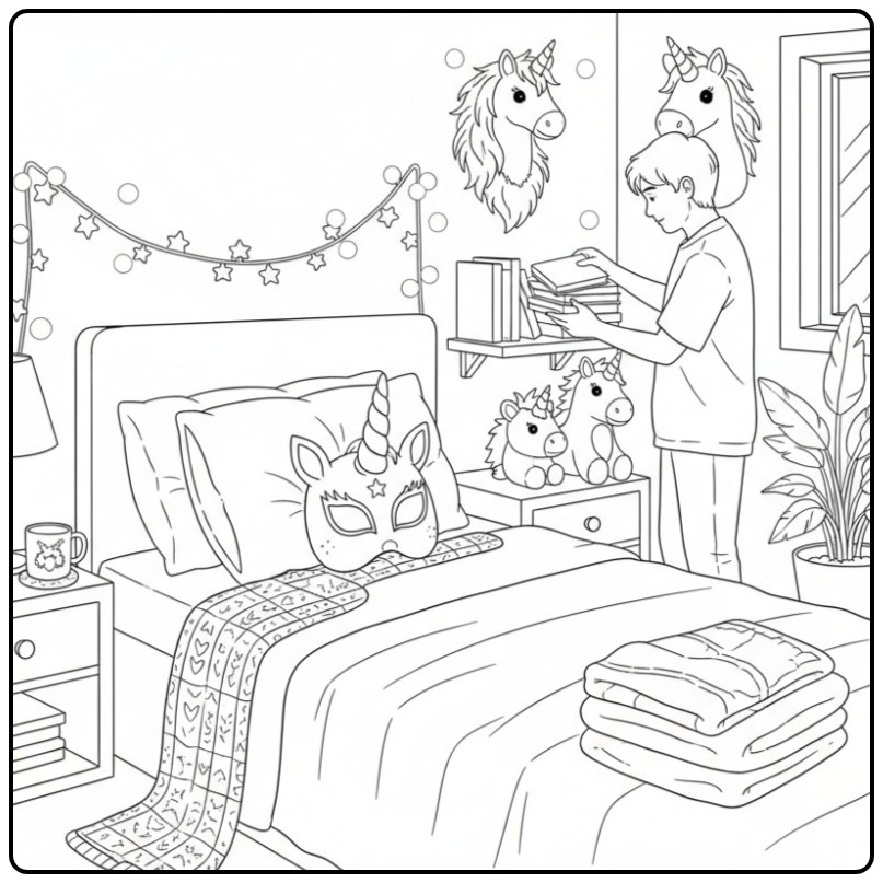 Unicorn Mask for Hours Coloring Fun coloring page