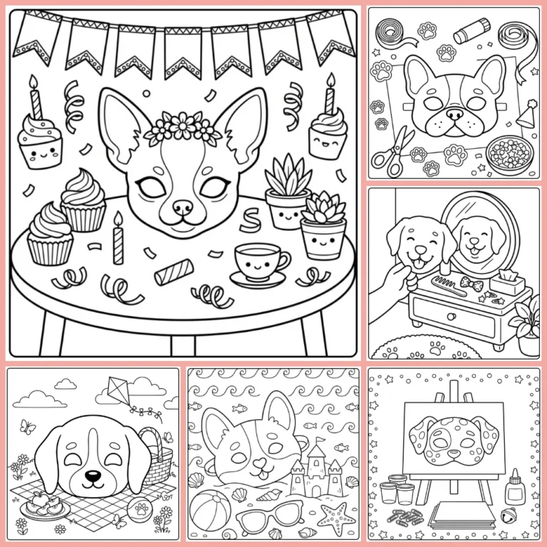 Dog Mask coloring page collection cover